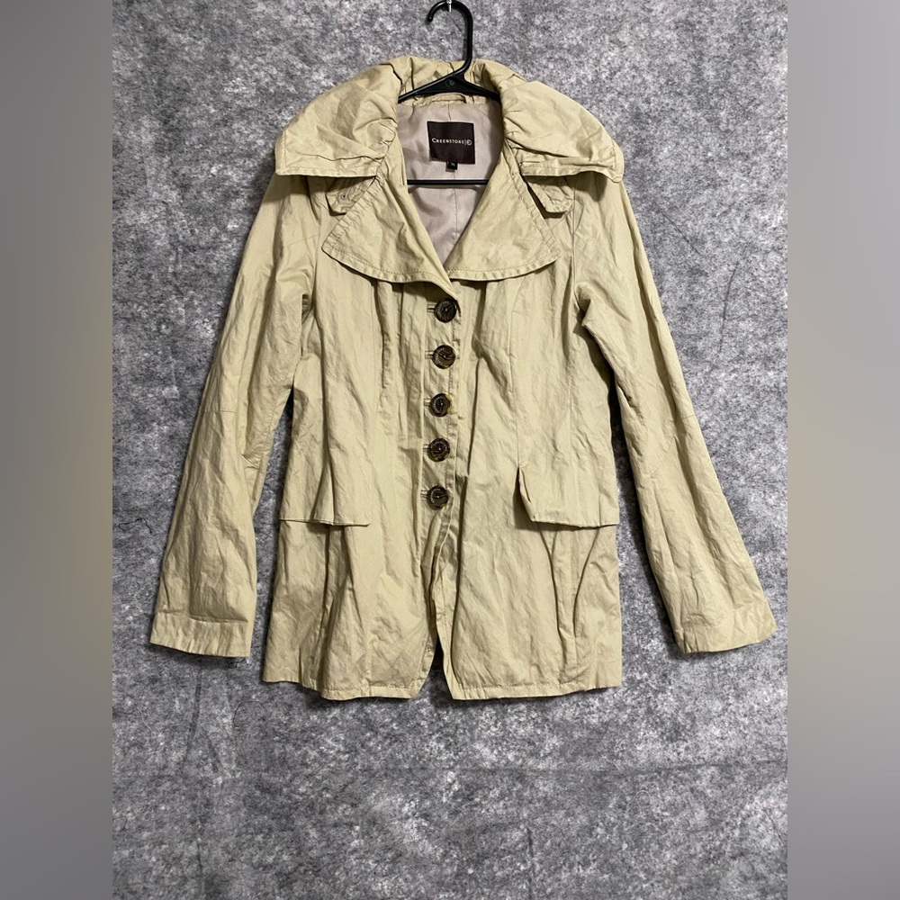 Creenstone Womens Jacket Trench Euro 36 US 4-6 Small Beige Khaki Zip European